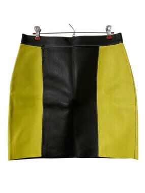 Kirin Peggy Gou Leather Color Block Mini Skirt Yellow & Black Size 46 NWT